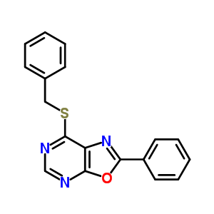 Oxazolo[5,4-d]pyrimidine,2-phenyl-7-[(phenylmethyl)thio]- Structure,33360-28-0Structure