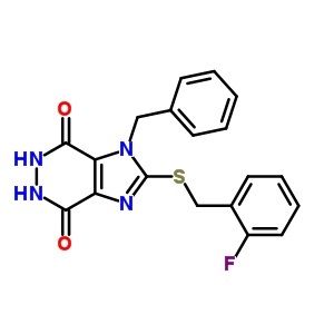 1H-imidazo[4,5-d]pyridazine-4,7-dione,2-[[(2-fluorophenyl)methyl]thio]-5,6-dihydro-1-(phenylmethyl)- Structure,3434-15-9Structure