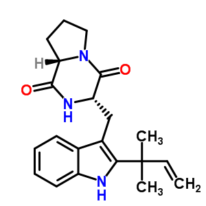 (3S,8as)-3-[[2-(2-methylbut-3-en-2-yl)-1h-indol-3-yl]methyl]-2,3,6,7,8,8a-hexahydropyrrolo[2,1-f]pyrazine-1,4-dione Structure,34610-68-9Structure