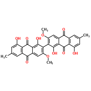 2-(1,8-Dihydroxy-3-methoxy-6-methyl-9,10-dioxoanthracen-2-yl)-1,8-dihydroxy-3-methoxy-6-methylanthracene-9,10-dione Structure,36942-61-7Structure