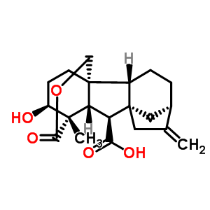 (1R,2r,5r,8r,9s,10s,11s,17s)-17-hydroxy-11-methyl-6-methylene-12-oxo-13-oxapentacyclo[9.3.3.1<sup>5,8</sup>.0<sup>1,10</sup>.0<sup>2,8</sup>]octadecane-9-carboxylic acid Structure,38231-54-8Structure