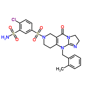 Benzenesulfonamide, 2-chloro-5-[[2,3,6,8,9, 10-hexahydro-10-[(2-methylphenyl)methyl]-5-oxoimidazo[1, 2-a]pyrido[4,3-d]pyrimidin 7(5h)-yl]sulfonyl]- Structure,41276-23-7Structure