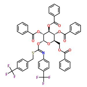 2,3,4,6-Tetra-o-benzoyl-1-o-[(z)-{[4-(trifluoromethyl)benzyl]sulfanyl}{[4-(trifluoromethyl)phenyl]imino}methyl]-alpha-d-glucopyranose Structure,428816-48-2Structure