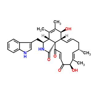 (7S,13e,16s,17e,19r,21e)-7,19-dihydroxy-10-(1h-indol-3-yl)-16,18-dimethyl[13]cytochalasa-5,13,17,21-tetrene-1,20,23-trione Structure,50335-04-1Structure