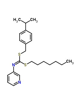 S-heptyl s-(4-(1-methylethyl)phenyl)methyl 3-pyridinylcarbonimidodithioate Structure,51308-74-8Structure