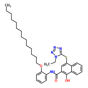 4-[(1-Ethyl-1h-tetrazol-5-yl)thio]-1-hydroxy-n-[2-(tetradecyloxy)phenyl ]-2-naphthalenecarboxamide Structure,51599-31-6Structure