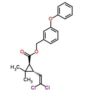 (3-Phenoxyphenyl)methyl (1s,3r)-3-(2,2-dichloroethenyl)-2,2-dimethyl-cyclopropane-1-carboxylate Structure,51877-74-8Structure