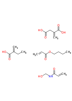 Methylene-butanedioic acid polymer with butyl 2-propenoate, ethyl 2-propenoate and n-(hydroxymethyl)-2-propenamide Structure,51999-23-6Structure