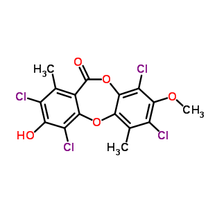 2,4,7,9-Tetrachloro-3-hydroxy-8-methoxy-1,6-dimethyl-11h-dibenzo[b,e][1,4]dioxepin-11-one Structure,527-93-5Structure