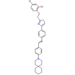 Benzenamine,n-[[4-(3-azaspiro[5.5]undec-3-yl)phenyl]methylene]-4-[2-[(2,4-dichlorophenoxy)methyl]-4-thiazolyl]-,hydrochloride (1:2) Structure,52764-89-3Structure