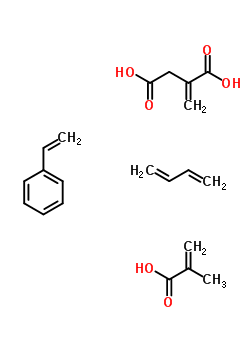 Methylene-butanedioic acid polymer with 1,3-butadiene, ethenylbenzene and 2-methyl-2-propenoic acid Structure,52831-07-9Structure