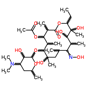 3-O-acetyl-3-o-de(2,6-dideoxy-3-c-methyl-3-o-methyl-alpha-l-ribo-hexopyranosyl)erythromycin 9-oxime Structure,53066-45-8Structure