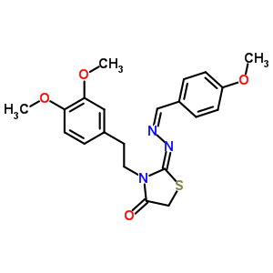 4-Methoxybenzaldehyde [3-[2-(3,4-dimethoxyphenyl)ethyl ]-4-oxothiazolidin-2-ylidene]hydrazone Structure,53068-40-9Structure