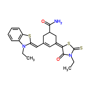 (5E)-3-[(z)-(3-ethyl-1,3-benzothiazol-2(3h)-ylidene)methyl]-5-(3-ethyl-4-oxo-2-thioxo-1,3-thiazolidin-5-ylidene)-3-cyclohexene-1-carboxamide Structure,54118-08-0Structure