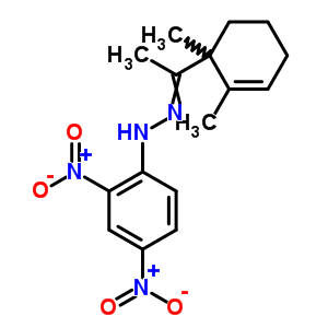 Ethanone, 1-(1,2-dimethyl-2-cyclohexen-1-yl)-,2-(2,4-dinitrophenyl)hydrazone Structure,5440-74-4Structure