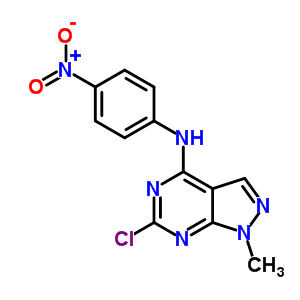 1H-pyrazolo[3,4-d]pyrimidin-4-amine,6-chloro-1-methyl-n-(4-nitrophenyl)- Structure,5444-57-5Structure