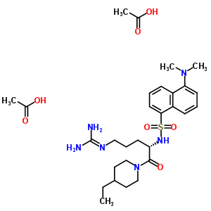 1-[5-[(Aminoiminomethyl)amino]-2-[(2s)-[[5-(dimethylamino)-1-naphthalenyl]-sulfonyl]amino]-1-oxopentyl]-4-ethylpiperidine diacetate Structure,55381-73-2Structure