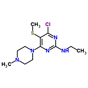 N-ethyl-4-chloro-6-(4-methylpiperazino)-5-(methylthio)pyrimidin-2-amine Structure,55477-17-3Structure