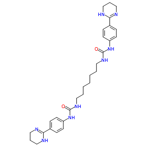 3-[4-(1,4,5,6-Tetrahydropyrimidin-2-yl)phenyl]-1-[7-[[4-(1,4,5,6-tetrahydropyrimidin-2-yl)phenyl]carbamoylamino]heptyl]urea Structure,5737-47-3Structure