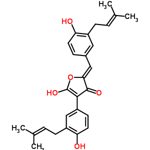 4-Hydroxy-3-[4-hydroxy-3-(3-methyl-2-butenyl)phenyl ]-5-[(z)-[4-hydroxy-3-(3-methyl-2-butenyl)phenyl ]methylene]-2(5h)-furanone Structure,57744-69-1Structure