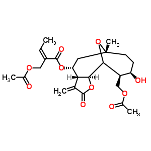 (Z)-2-acetoxymethyl-2-butenoic acid [(3ar,4r,6s,9s,10s,11r,11as)-dodecahydro-10-acetoxymethyl-9-hydroxy-6-methyl-3-methylene-2-oxo-6,11-epoxycyclodeca[b]furan-4-yl] ester Structure,57800-56-3Structure