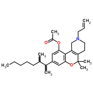 1,2,3,4-Tetrahydro-5,5-dimethyl-8-(1,2-dimethylheptyl)-10-acetyloxy-2-(2-propenyl)-5h-[1]benzopyrano[4,3-c]pyridine Structure,58019-92-4Structure