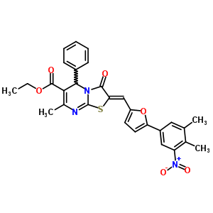 (2Z)-2-[[5-(3,4-dimethyl-5-nitrophenyl)-2-furyl]methylene]-7-methyl-3-oxo-5-phenyl-5h-thiazolo[3,2-a]pyrimidine-6-carboxylic acid ethyl ester Structure,5818-99-5Structure