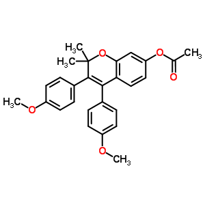 2H-1-benzopyran-7-ol,3,4-bis(4-methoxyphenyl)-2,2-dimethyl-, 7-acetate Structure,5867-70-9Structure