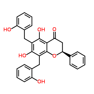 [S,(-)]-2,3-dihydro-5,7-dihydroxy-6,8-bis[(2-hydroxyphenyl)methyl ]-2-phenyl-4h-1-benzopyran-4-one Structure,58779-09-2Structure