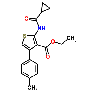 Ethyl 2-(cyclopropanecarbonylamino)-4-(4-methylphenyl)thiophene-3-carboxylate Structure,5896-62-8Structure