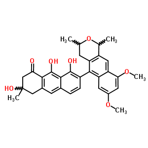 7-(3,4-Dihydro-7,9-dimethoxy-1,3-dimethyl-1h-naphtho[2,3-c]pyran-5-yl)-3,4-dihydro-3,8,9-trihydroxy-3-methylanthracen-1(2h)-one Structure,59481-46-8Structure