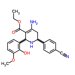 Ethyl 4-amino-6-(4-cyanophenyl)-2-(2-hydroxy-3-methoxy-phenyl)-1,2,5,6-tetrahydropyridine-3-carboxylate Structure,59624-00-9Structure