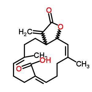 (3Ar,6e,10z,14e,15as)-2,3,3a,4,5,8,9,12,13,15a-decahydro-6,14-dimethyl-3-methylene-2-oxocyclotetradeca[b]furan-10-carboxylic acid Structure,59632-76-7Structure