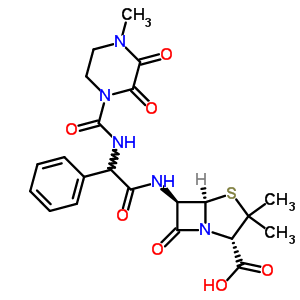 (2S,5r,6r)-3,3-dimethyl-6-[[(r)-[[(4-methyl-2,3-dioxopiperazin-1-yl)carbonyl ]amino]phenylacetyl ]amino]-7-oxo-4-thia-1-azabicyclo[3.2.0]heptane-2-carboxylic acid Structure,59723-60-3Structure