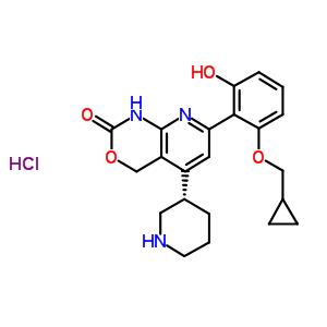 7-[2-(Cyclopropylmethoxy)-6-hydroxyphenyl]-1,4-dihydro-5-[(3s)-3-piperidinyl]-2h-pyrido[2,3-d][1,3]oxazin-2-one hydrochloride Structure,600734-06-3Structure