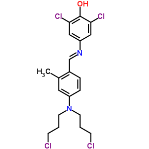 4-[[4-(Bis(3-chloropropyl)amino)-2-methyl-phenyl]methylideneamino]-2,6-dichloro-phenol Structure,60625-58-3Structure