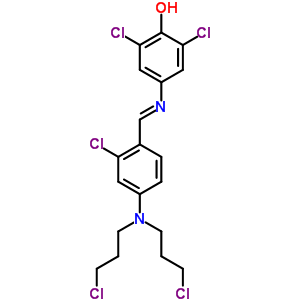 4-[[4-(Bis(3-chloropropyl)amino)-2-chloro-phenyl]methylideneamino]-2,6-dichloro-phenol Structure,60625-59-4Structure