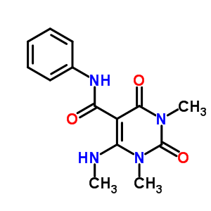 1,3-Dimethyl-4-methylamino-2,6-dioxo-n-phenyl-pyrimidine-5-carboxamide Structure,61317-84-8Structure