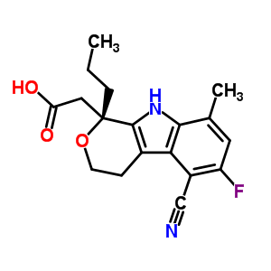 (R)-2-(5-cyano-6-fluoro-8-methyl-1-propyl-1,3,4,9-tetrahydropyrano[3,4-b]indol-1-yl)acetic acid Structure,627871-22-1Structure