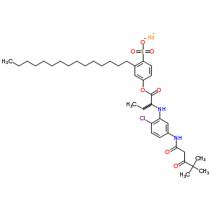 4-[2-[[4-Chloro-3-[(4,4-dimethyl-1,3-dioxopentyl)amino]phenyl]amino]-1-ethyl-2-oxoethoxy]-2-pentadecylbenzenesulfonic acid sodium salt Structure,63149-23-5Structure