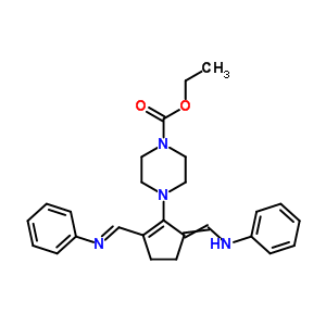 4-[5-[(Phenylamino)methylene]-2-[(phenylimino)methyl ]-1-cyclopenten-1-yl ]-1-piperazinecarboxylic acid ethyl ester Structure,63149-38-2Structure