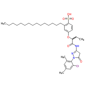 4-[1-[[[[1-(2-Chloro-4,6-dimethylphenyl)-4,5-dihydro-5-oxo-1h-pyrazol ]-3-yl ]amino]carbonyl ]propoxy]-2-pentadecylbenzenesulfonic acid Structure,63181-82-8Structure