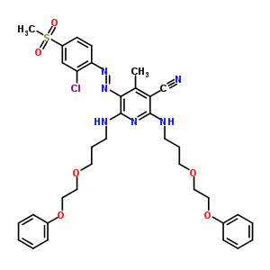 5-[[2-Chloro-4-(methylsulphonyl)phenyl ]azo]-4-methyl-2,6-bis[[3-(2-phenoxyethoxy)propyl ]amino]nicotinonitrile Structure,63281-10-7Structure