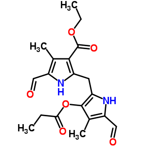 Ethyl 5-formyl-2-[(5-formyl-4-methyl-3-propanoyloxy-1h-pyrrol-2-yl)methyl]-4-methyl-1h-pyrrole-3-carboxylate Structure,6339-67-9Structure