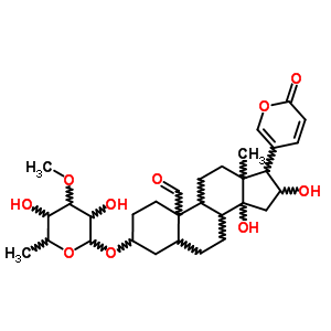 3Beta-[(6-deoxy-3-o-methyl-d-glucopyranosyl)oxy]-14,16beta-dihydroxy-19-oxo-5alpha-bufa-20,22-dienolide Structure,63765-68-4Structure