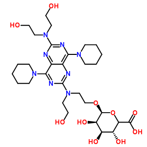 6-[2-[[2-[Bis(2-hydroxyethyl)amino]-4,8-bis(1-piperidyl)pyrimido[5,4-d]pyrimidin-6-yl]-(2-hydroxyethyl)amino]ethoxy]-3,4,5-trihydroxy-tetrahydropyran-2-carboxylic acid Structure,63912-02-7Structure