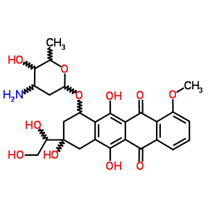 3-(1,2-Dihydroxyethyl)-3,5,12-trihydroxy-10-methoxy-6,11-dioxo-1,2,3,4,6,11-hexahydro-1-tetracenyl 3-amino-2,3,6-trideoxyhexopyranoside Structure,63950-05-0Structure