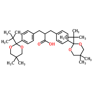 Benzenepropanoic acid,4-[2-(1,1-dimethylethyl)-5,5-dimethyl-1,3-dioxan-2-yl]-a-[[4-[2-(1,1-dimethylethyl)-5,5-dimethyl-1,3-dioxan-2-yl]phenyl]methyl]- Structure,64275-16-7Structure