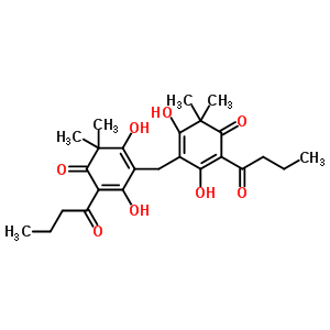 2,5-Cyclohexadien-1-one,2,2-methylenebis[3,5-dihydroxy-4,4-dimethyl-6-(1-oxobutyl)- Structure,644-61-1Structure