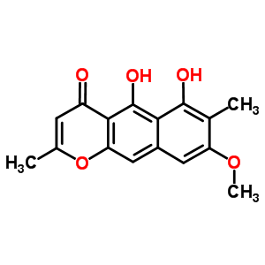 4H-naphtho[2,3-b]pyran-4-one,5,6-dihydroxy-8-methoxy-2,9-dimethyl- Structure,64894-58-2Structure